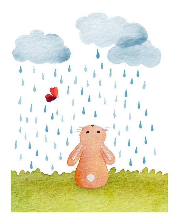 Bunny in the rain 8x10 print