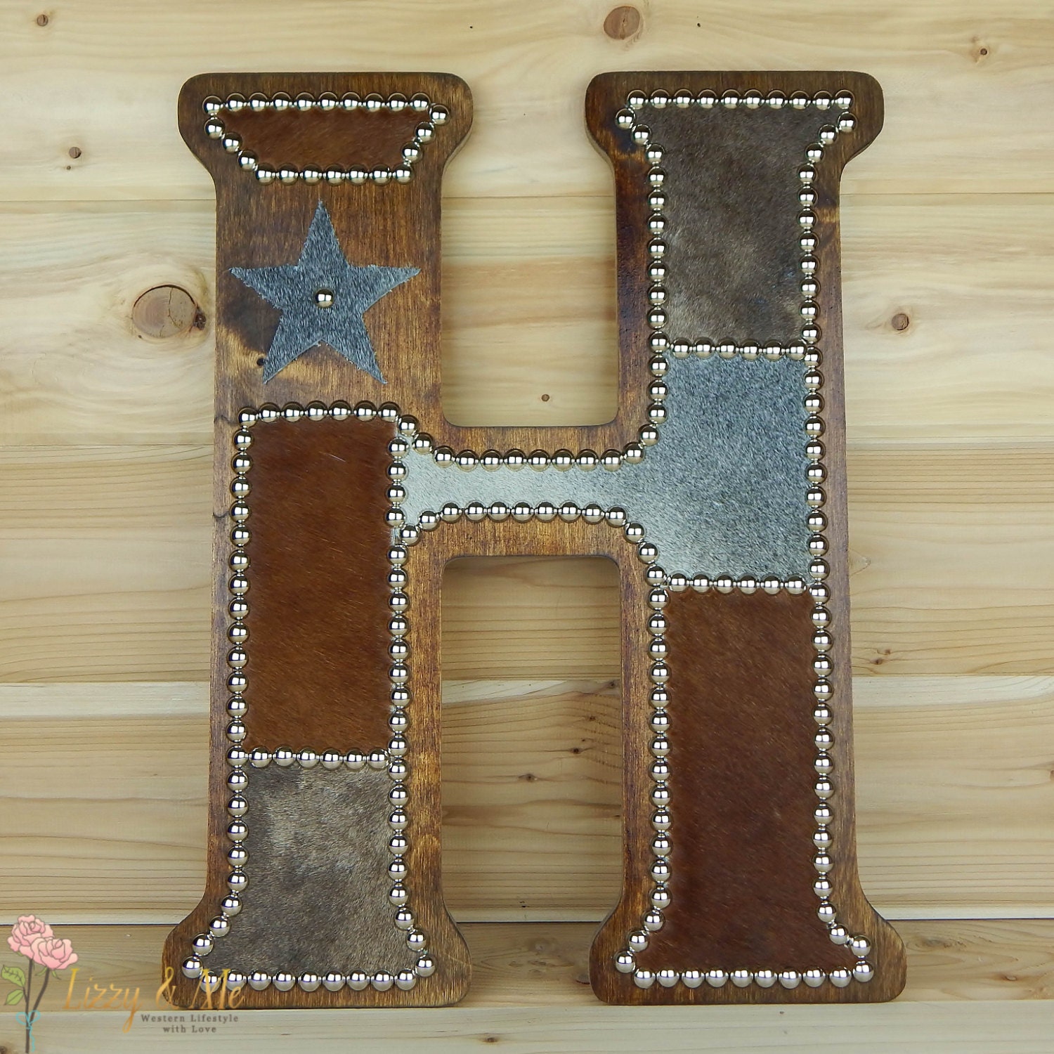 Cowhide Wall Letter H Made to Order Western Home by LizzyandMe