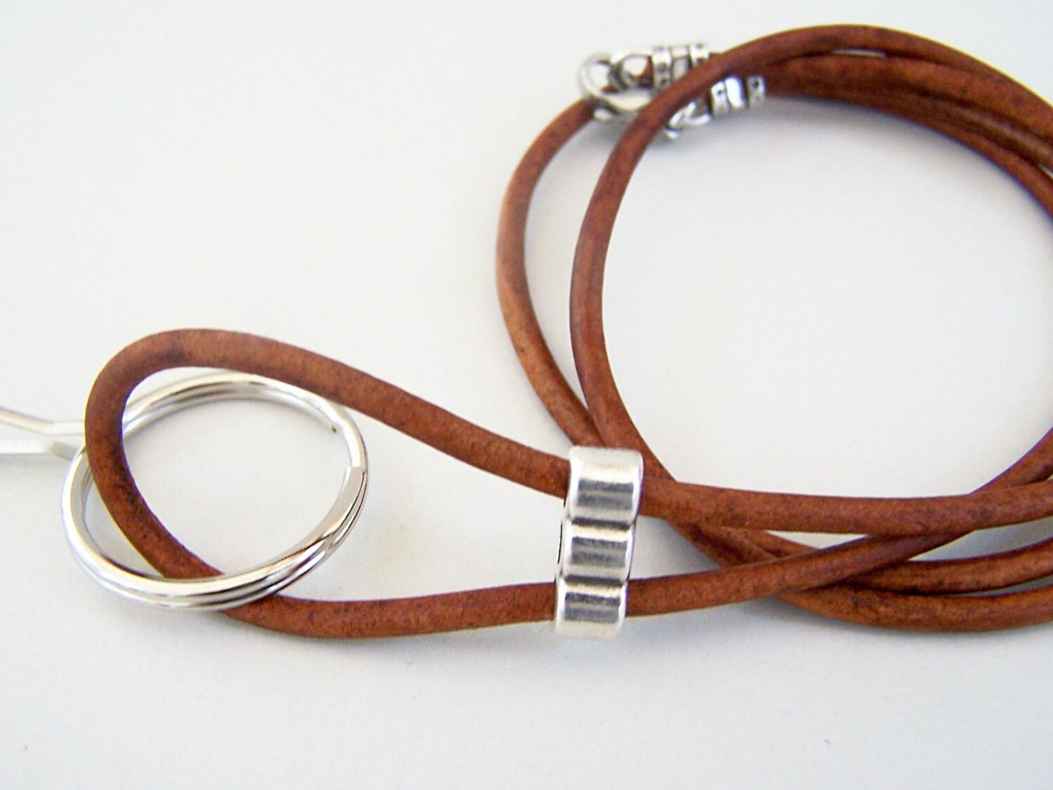Mens Rustic Lanyard Natural Tan Leather Id Lanyard Badge