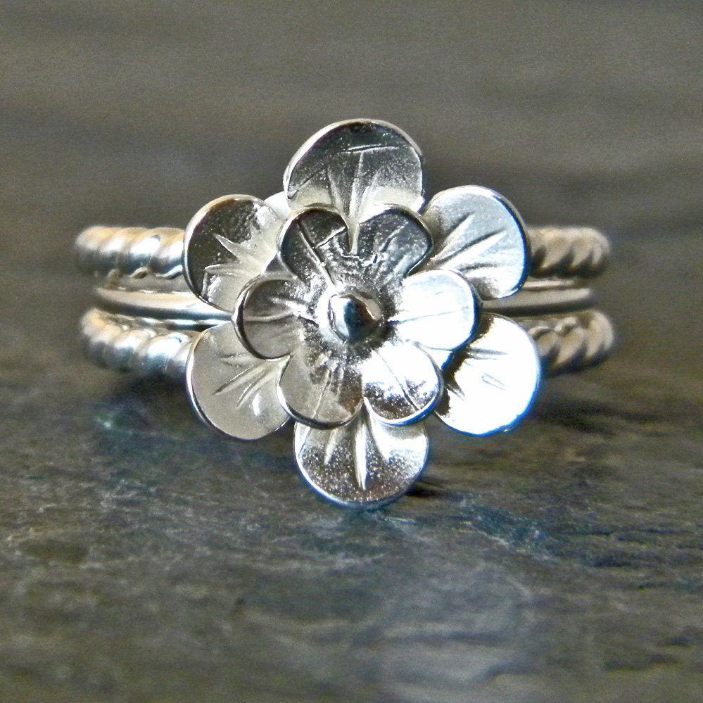 Flower Ring Sterling Silver Mothers Day Ring Silver Flower
