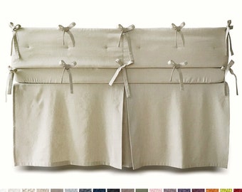 Custom crib bedding, linen crib set, crib bumper, crib skirt, crib fitted sheet, linen crib bumper, linen crib skirt, box pleat crib skirt