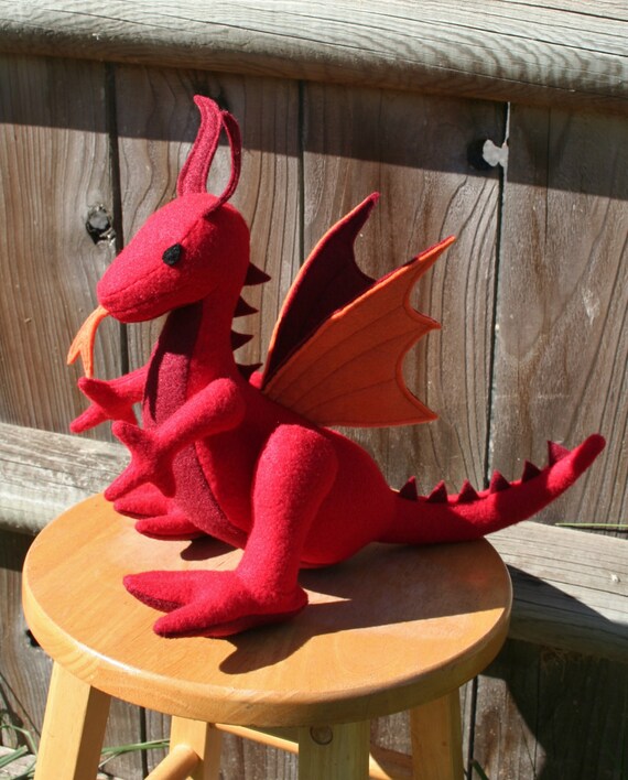 Flaming Fire Dragon Fantasy Plush Stuffed Animal Toy