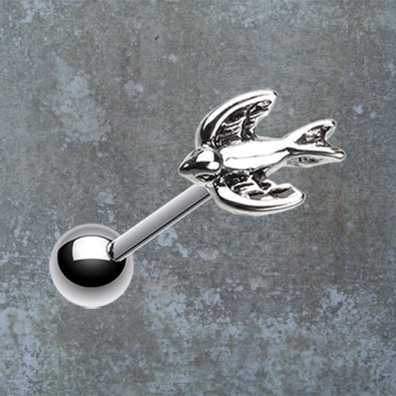 Sparrow Bird Tongue Barbell Piercing