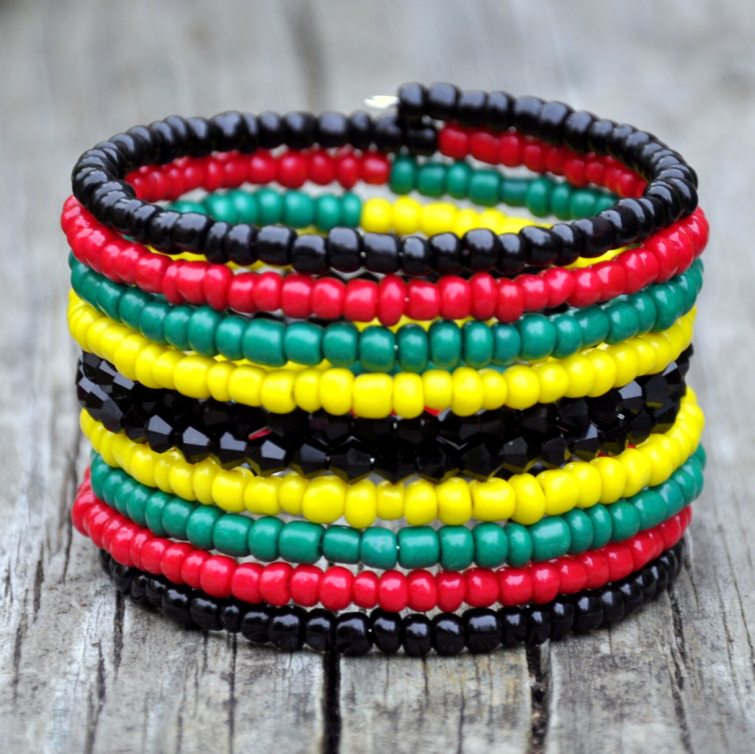 The Rasta Wrap Bracelet by HoleInHerStocking on Etsy