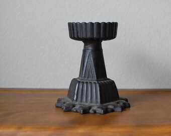 Vintage Gothic style cast iron candle holder JAPAN mid century