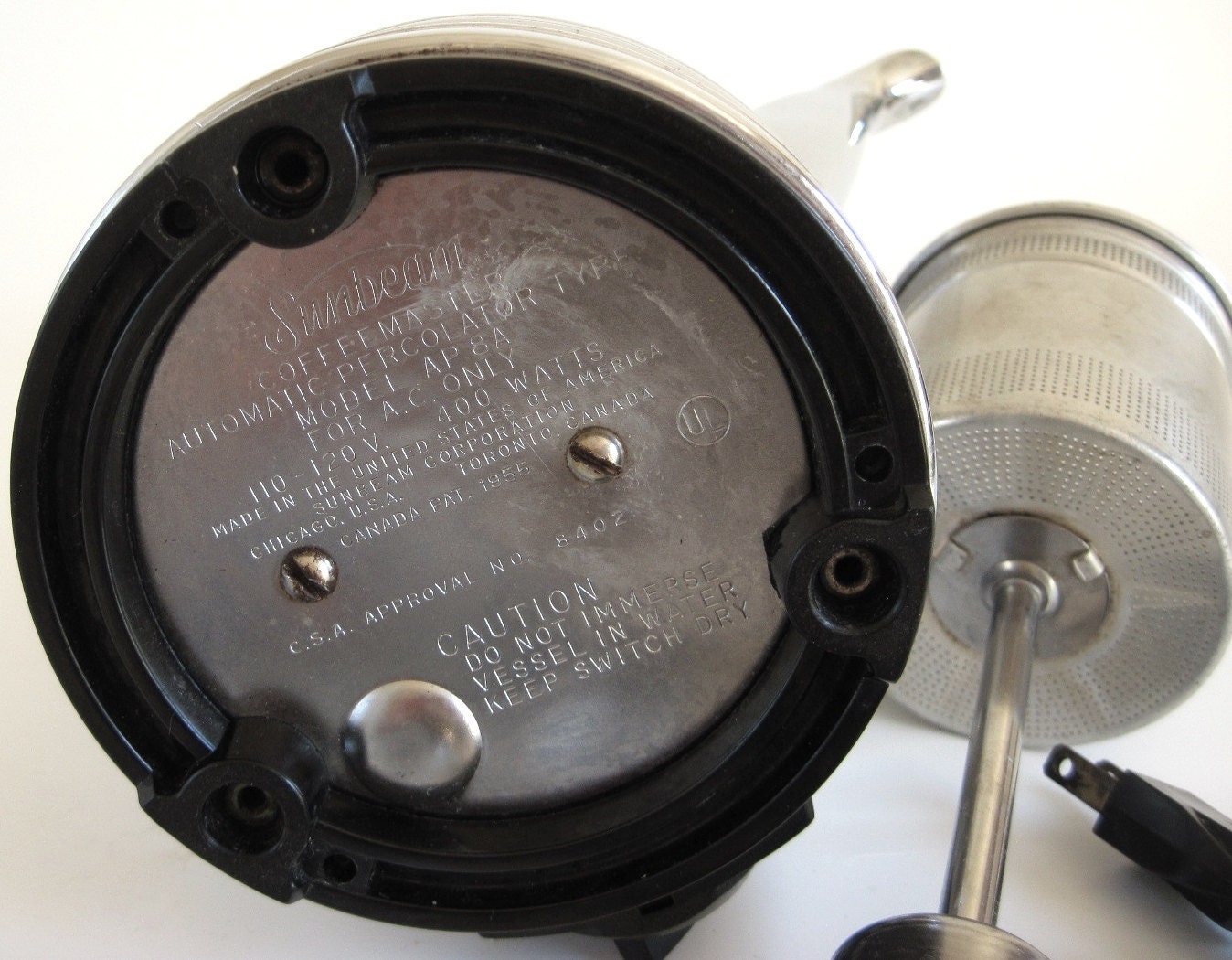 Sunbeam Percolator AP8A Electric Coffee Pot Vintage Chrome