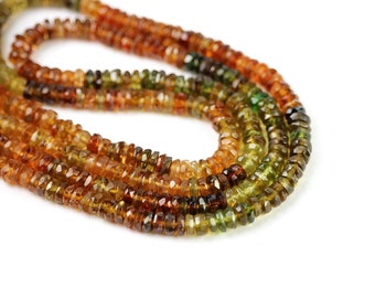 Afghan Petro Tourmaline Micro Faceted Rondelles 20 Golden Brown Olive Semi Precious Gemstone October Birthstone
