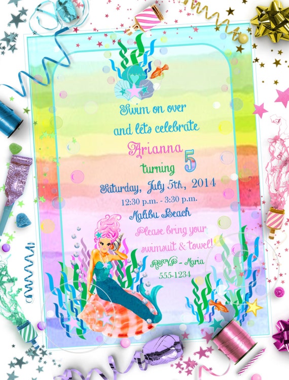 MERMAID Under the Sea INVITATION ~ Personalized Printable Download Il_570xn