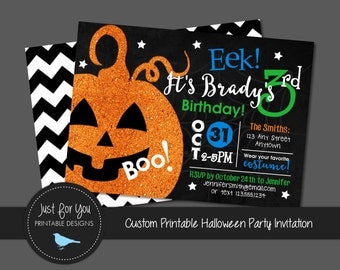 Halloween Birthday Party Invitation Invite - YOU PRINT (Digital File) - Halloween Printables
