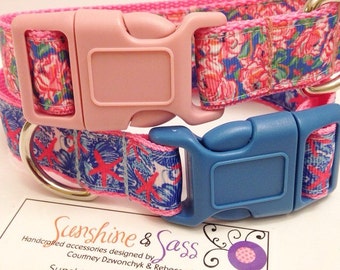 Lilly Pulitzer Inspired Bright Dog Collar in Lucky Charms She She Shells / Adjustable Inspired Lilly Pulitzer Dog Collar