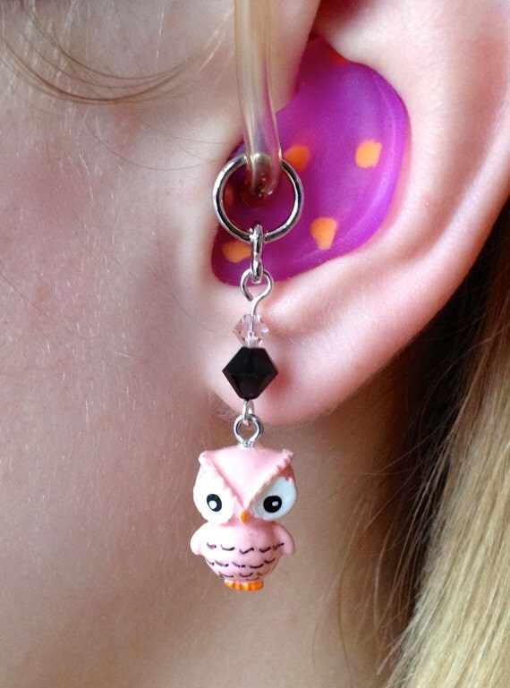 Hearing Aid Charms or Earrings Peach Owls by HayleighsCharms