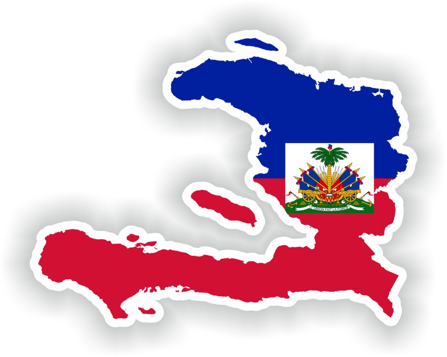 Haiti Map Flag Silhouette Sticker for Laptop Book Fridge