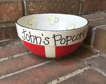 Personalized Round Ceramic Popcorn Bowl