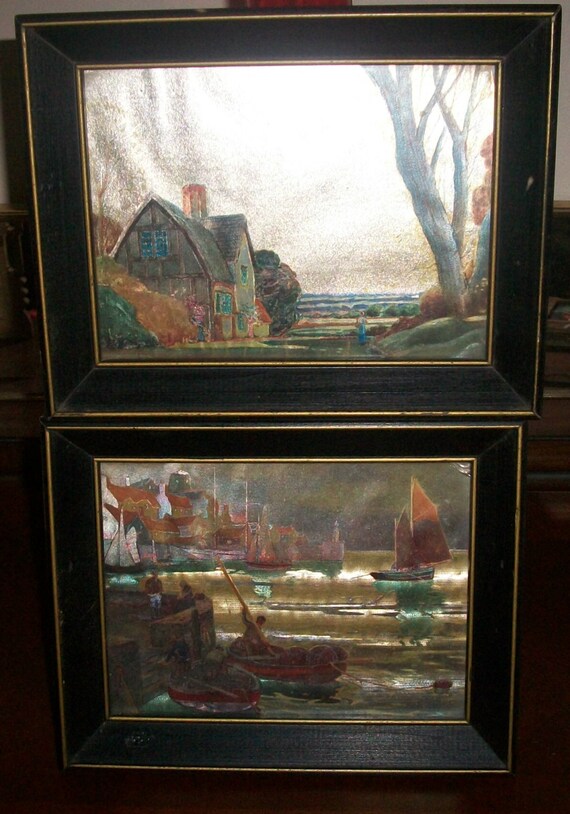 Vintage Foil Art In Frames