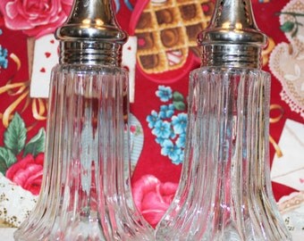 Vintage Tall Glass Salt and Pepper Shakers