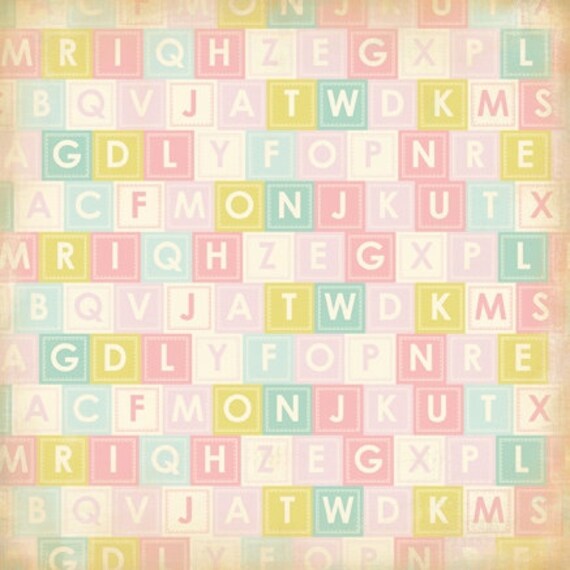 Alphabet Wood blocks. GIRL nursery decoration. Pastel. by MiaBooo