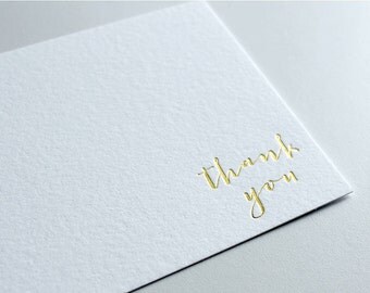 Gold Foil Thank You Cards, Wedding Thank You Cards, Calligraphy Thank Yous, Hot Foil Thank You Card Set