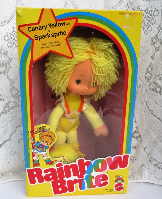 Vintage 1980s Rainbow Brite Canary Yellow Doll and Spark