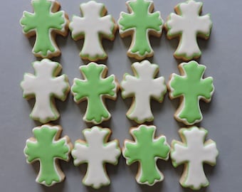 Small platter cross cookies - Hand decorated sugar cookies- Platter cookies (2530)