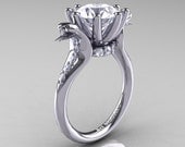 Art Masters Exclusive 14K White Gold 3.0 Ct White Sapphire Cobra Engagement Ring R602-14KWGWS