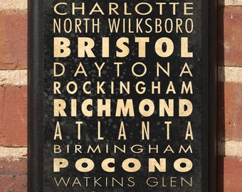 NASCAR Track List v1 Wall Art Sign Plaque Race Racing Speedway Home Decor Gift Present Daytona Bristol Darlington Classic SHIPPING INCLUDED
