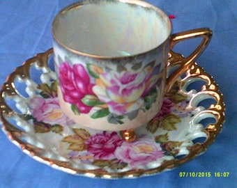 Vintage Luster Ware Tea Cup and Saucer