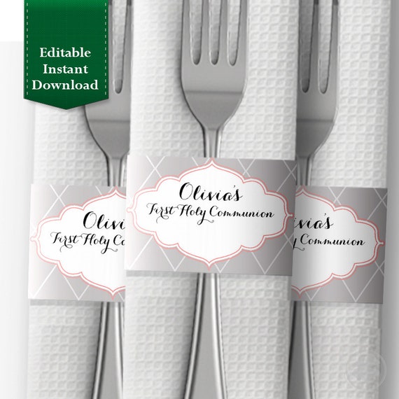 Party Decoration Napkin Wrapper Template Personalized Napkin