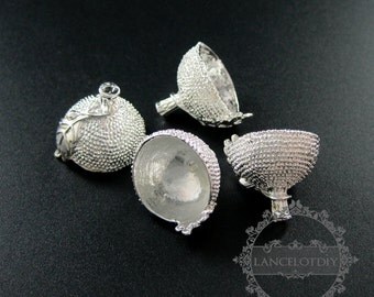 6pcs 18mm inner size vintage style silver plated oak nut beads cap DIY beading supplies findings 1820298