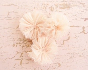 Blush Chiffon Frayed Flowers - Hand-dyed Ballerina flowers