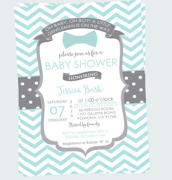 Retro Bow Tie Baby Shower Invitation Baby Boy by PaperCleverParty