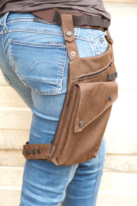 Brown Water Resistant Leg Bag with Leg Strap and Custom fit