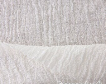 White Pure Linen Fabric, Gauze Creases Fold fabric,Transparent Linen Fabric- 1/2 yard (QT658)