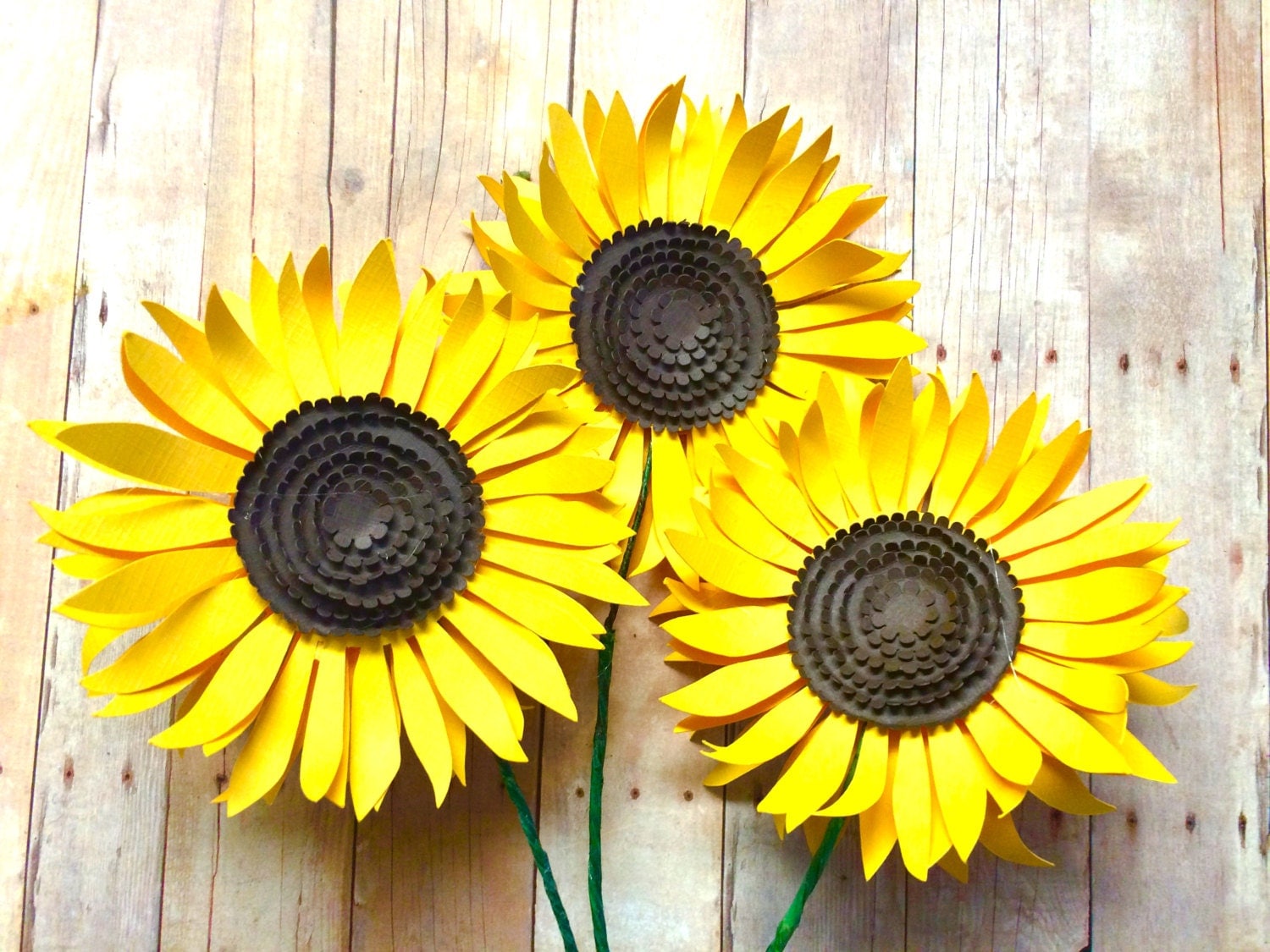 3 Handmade Paper Sunflowers