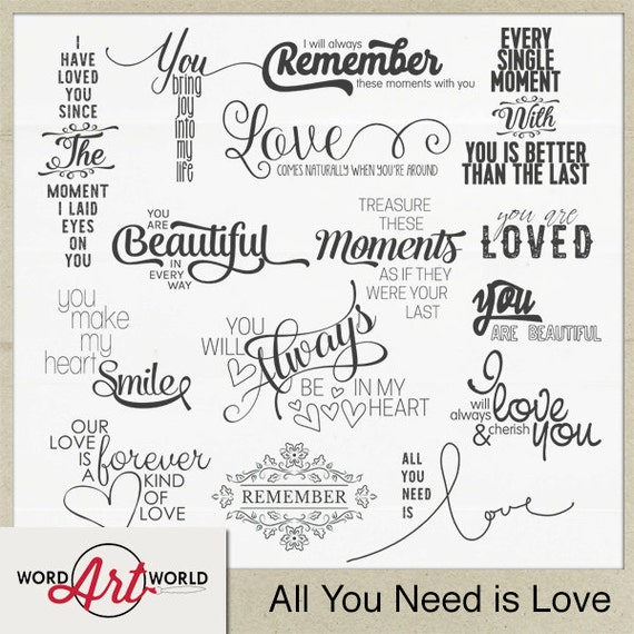 Digital and Printable Overlay Word Set Art Instant Download