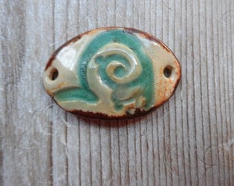 ceramic bracelet focal bead turquoise heart mediterranean color scheme
