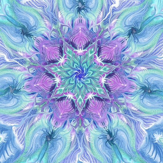 flowers mandala tapestryhealing blessing and protection