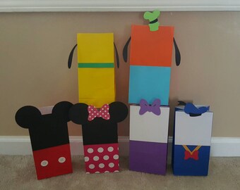 Mickey mouse clubhouse favor bags, choose quantity, Minnie, Donald, Pluto, Goofy, Daisy