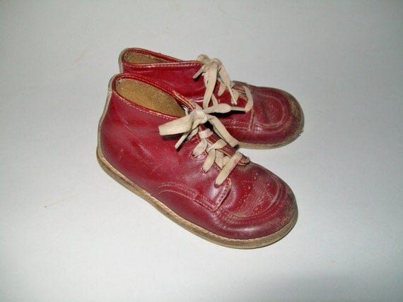 Vintage Toddler Boy Shoes Burgundy Leather Walking Vintage Toddler Boy Shoes Burgundy Leather Walking