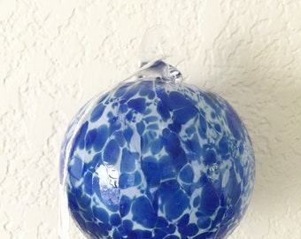 Blown Glass Ornament, Two Toned Blown Glass Ball, Witches Ball, Ornament, Christmas Ornament, Glass Ornament