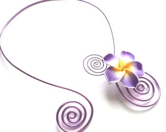 Purple Necklace, Yellow Necklace, Aluminium Necklace, Flower Necklace, Floral Necklace, Colorful Necklace, Bridesmaid Necklace, Gift For Her