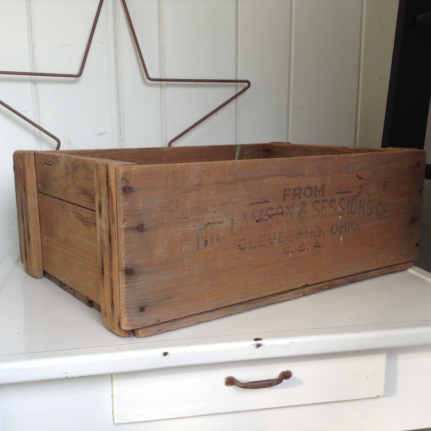 Vintage Primitive Box Storage Box Hardware Crate Primitive Home Decor ...