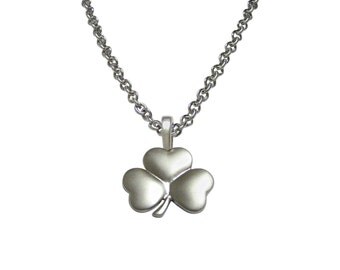 Silver Toned Shamrock Clover Pendant Necklace