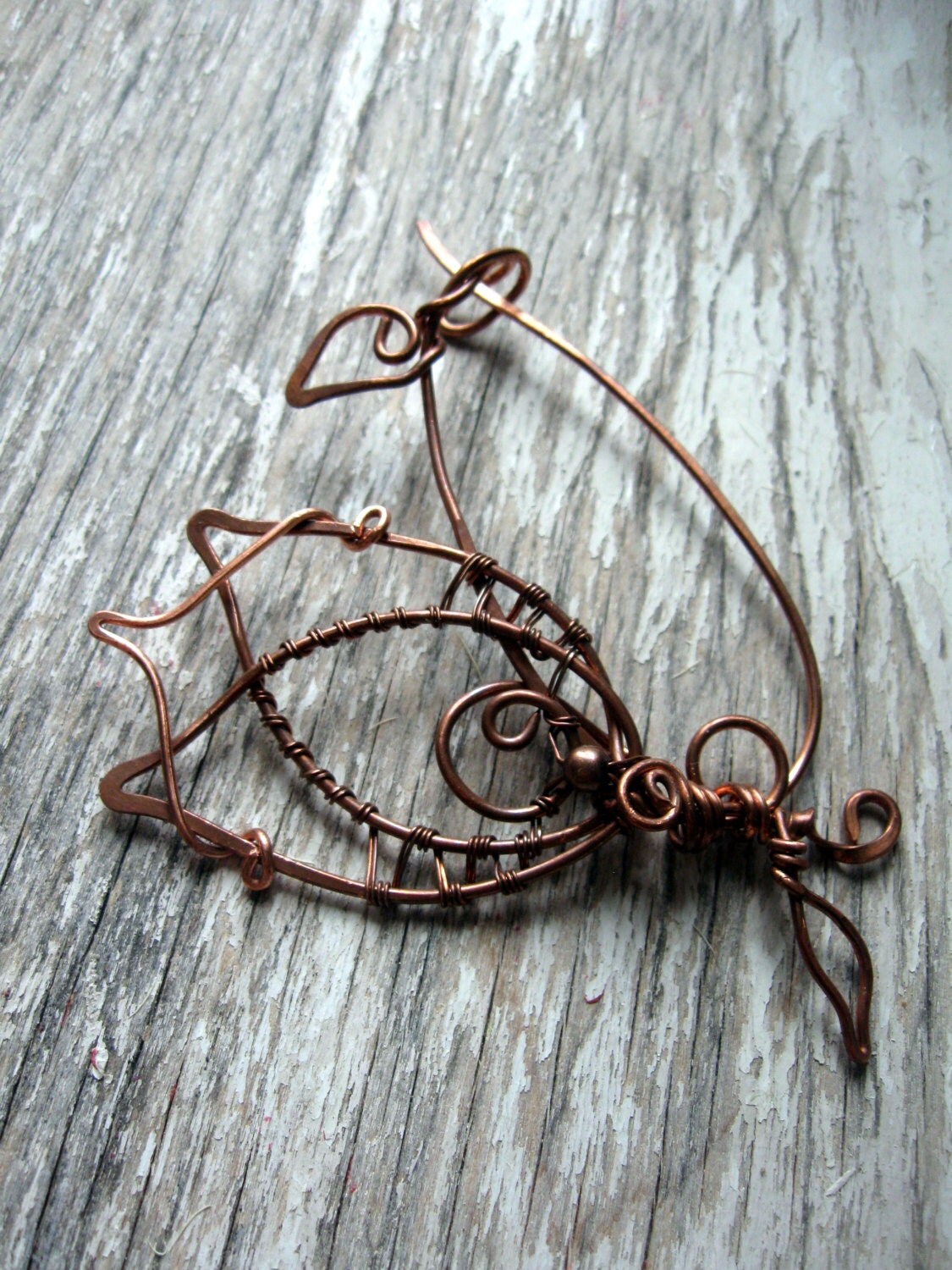 Shawl pin or scarf pin wire wrapped copper shawl pin floral