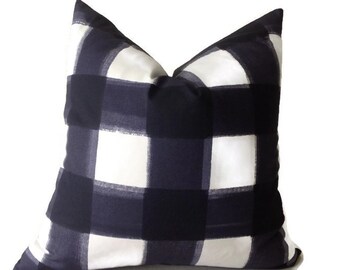 Caitlin Wilson Pillow Buffalo Check Pillow Cover, Navy Throw Pillows, High End Geometric Pillows, Home Decor, Housewares, Accent Pillow