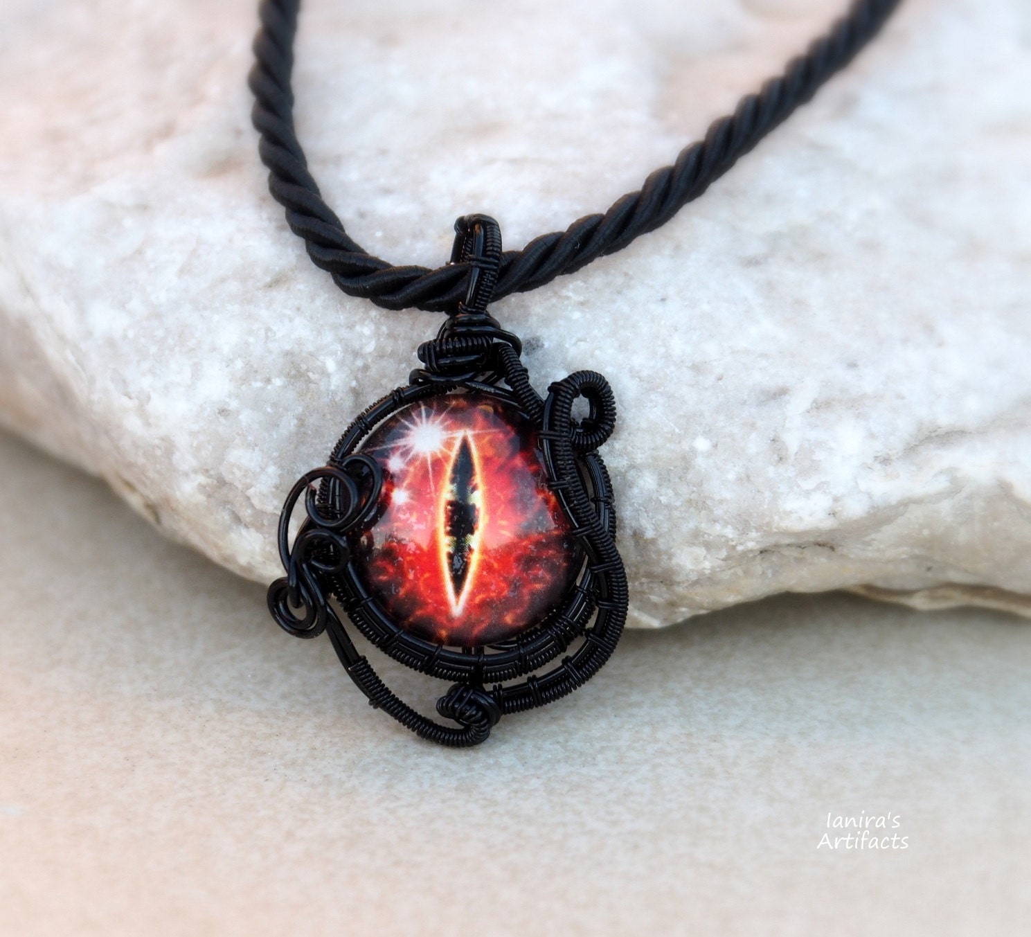 Dragon eye necklace/Red dragon eye necklace/Wire wrapped