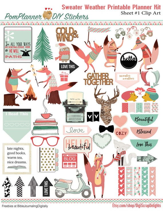 Sweater Weather Printable Planner Kit 5 PDFs by DigiScrapDelights