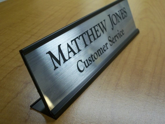 Custom Engraved 2x8 Desk Sign Name Plate / by DuraDecals on Etsy