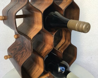 Vintage mid century honeycomb Modern Wine rack bent wood Johansson design