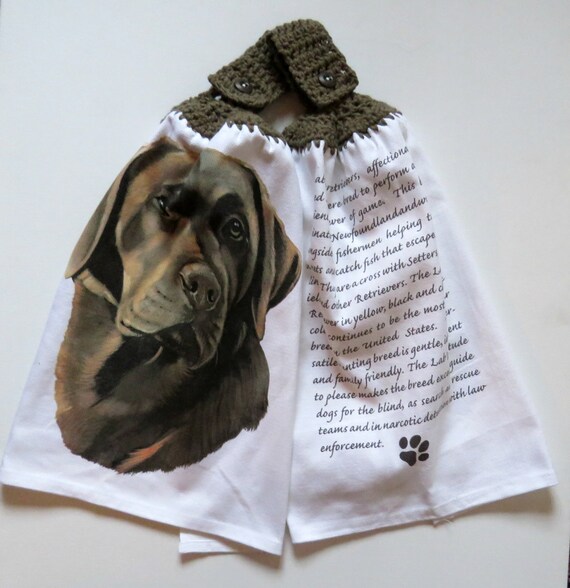 Chocolate Lab Crochet Top Hanging Kitchen Hand by Beckystowels