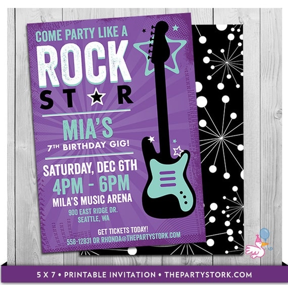 Free Printable Rockstar Birthday Invitations